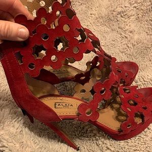 Alaia red suede heels